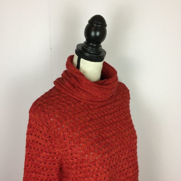 NOMADIC TRADERS Sweater Size S Womans Red Ramie Open Knit Turtleneck Pullover - Picture 14 of 15